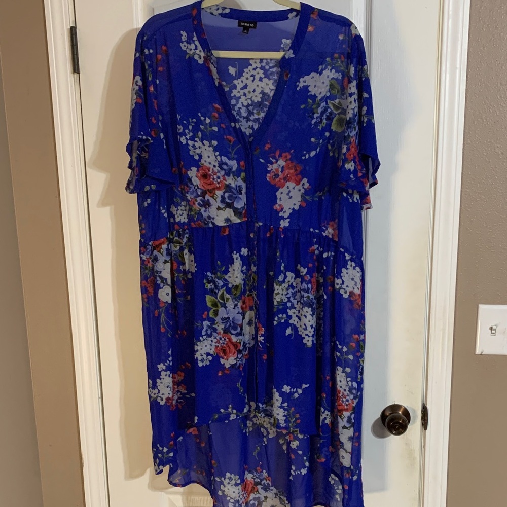 Torrid Blue Floral High Low Dress